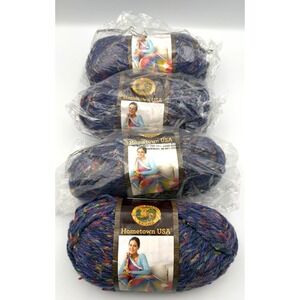 4 Skeins/ 1 Lot Lion Brand Yarn - Hometown USA 4 oz  #6 Bulky - Sioux City Tweed